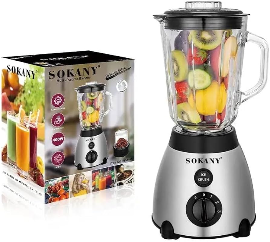 Licuadora Sokany SK03031 800W 1.5L | 5 Velocidades y Función 2 en 1