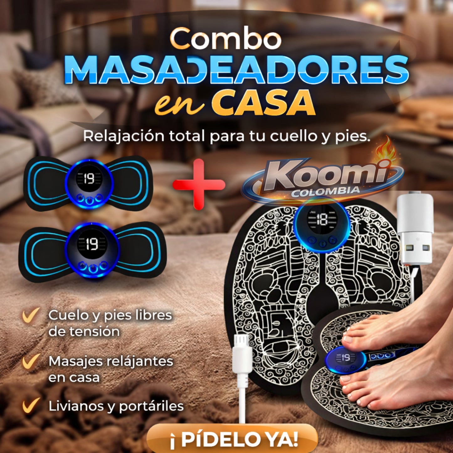 Combo Masajeador de Cuello x2 + Masajeador de Pies | Relajación Total en Casa