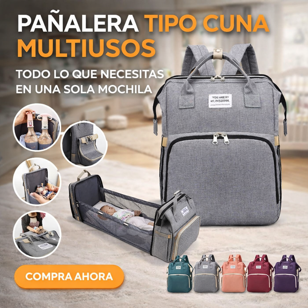 Pañalera Tipo Cuna Multiusos Organizador para Bebé Práctico y Seguro