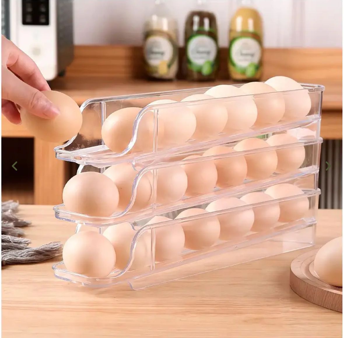 Dispensador de Huevos de 3 Niveles Transparente | Ahorra Espacio y Organiza tu Cocina