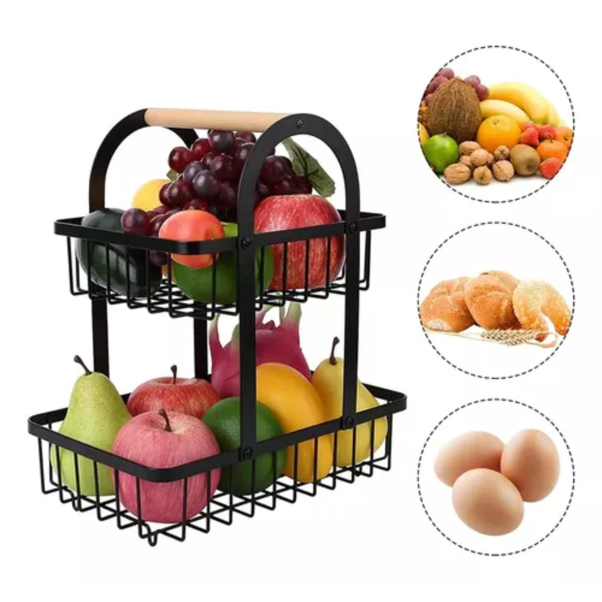 Estante para Frutas 2 Niveles | Organizador de Cocina Práctico y Moderno