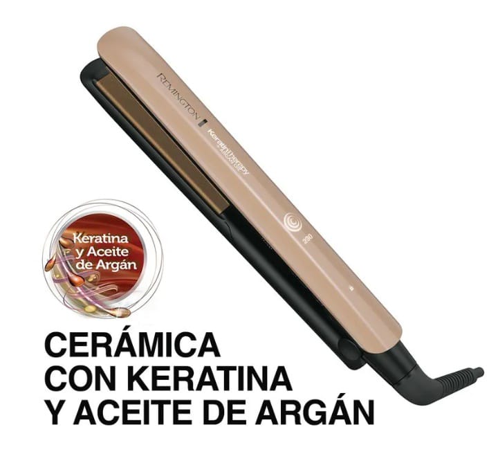 Plancha de Keratina y Aceite de Argán | Cabello Liso, Brillante y Sin Frizz