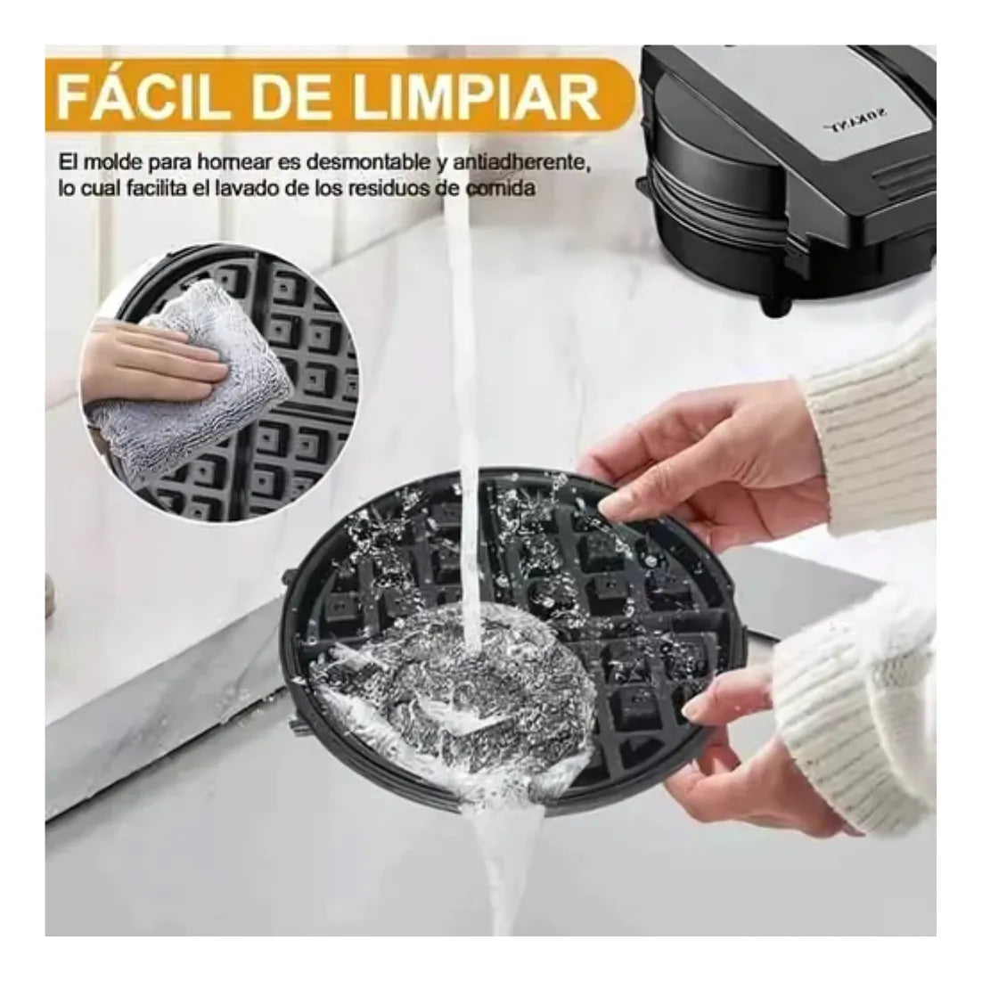 Waflera 5 en 1 Sokany Multifuncional | Placas Intercambiables y Alta Potencia