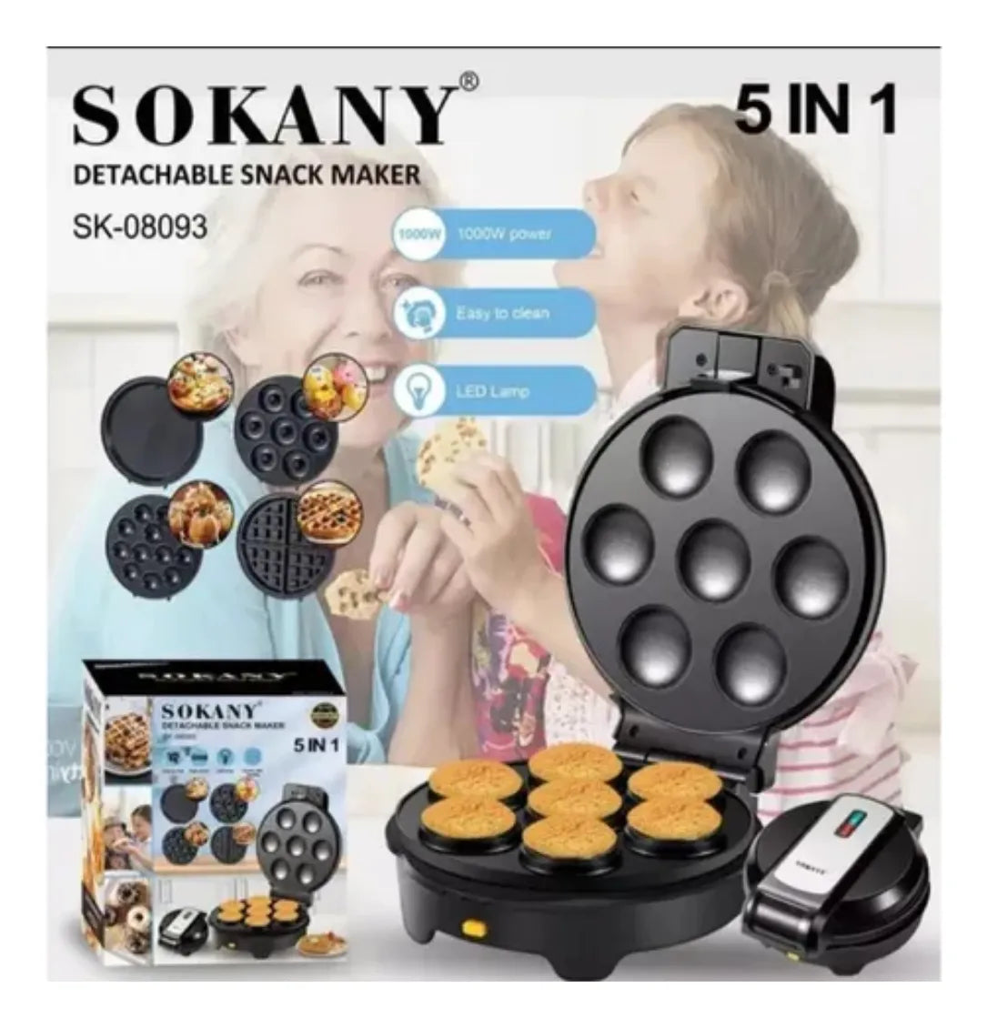 Waflera 5 en 1 Sokany Multifuncional | Placas Intercambiables y Alta Potencia