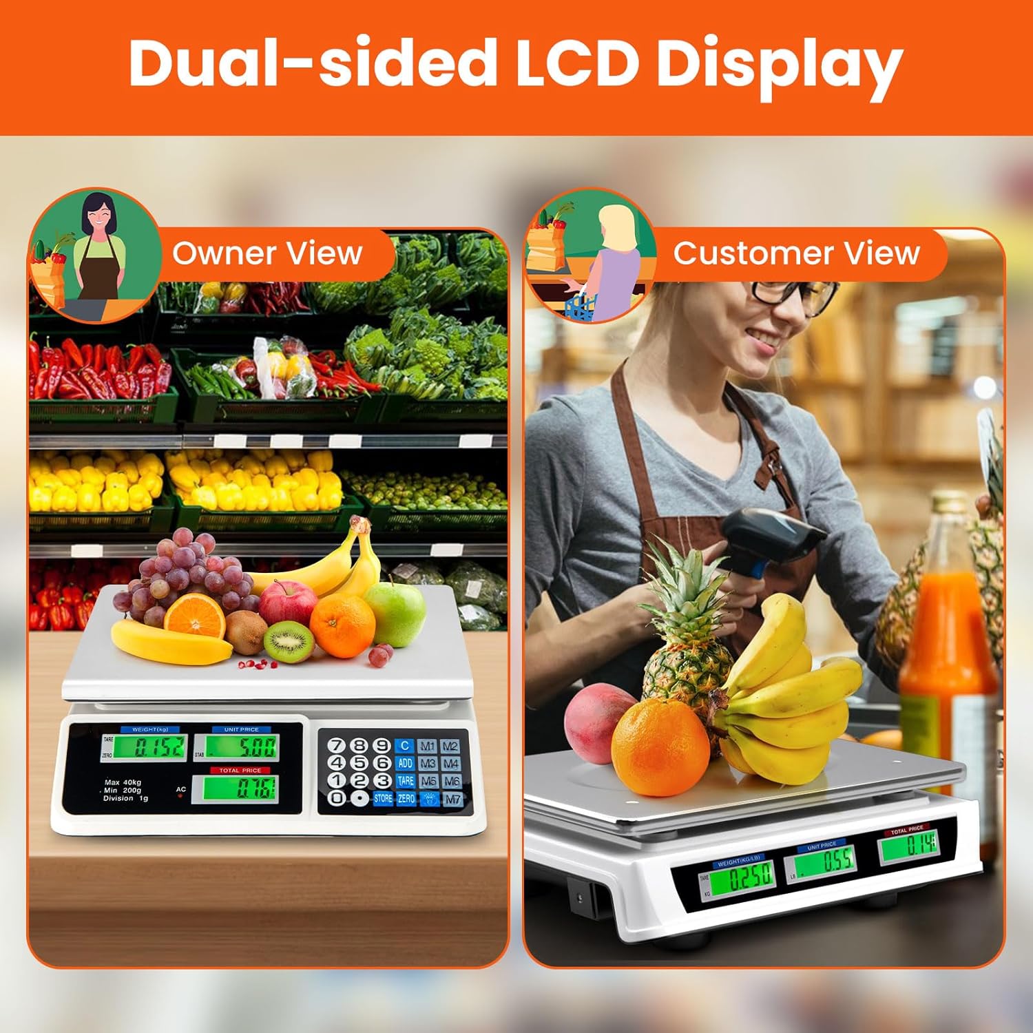 Báscula Digital 40Kg con Cálculo de Precio | Pesa Electrónica Comercial Precisa