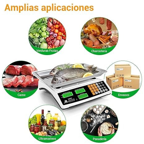 Báscula Digital 40Kg con Cálculo de Precio | Pesa Electrónica Comercial Precisa
