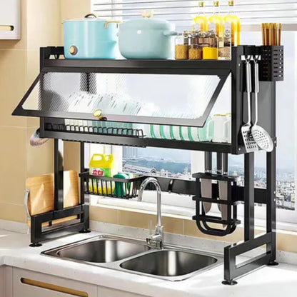Escurridor de Platos con Tapa y Almacenamiento | Organizador de Cocina Práctico