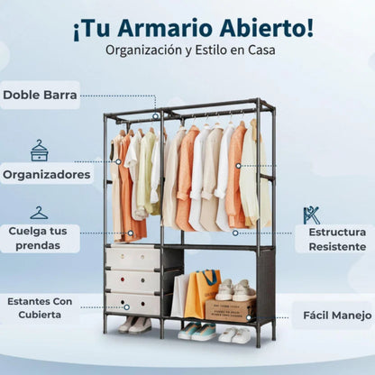 Closet de Lujo 2 Cuerpos | Armario Moderno, Amplio y Organizador de Ropa