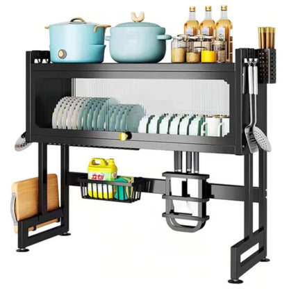 Escurridor de Platos con Tapa y Almacenamiento | Organizador de Cocina Práctico