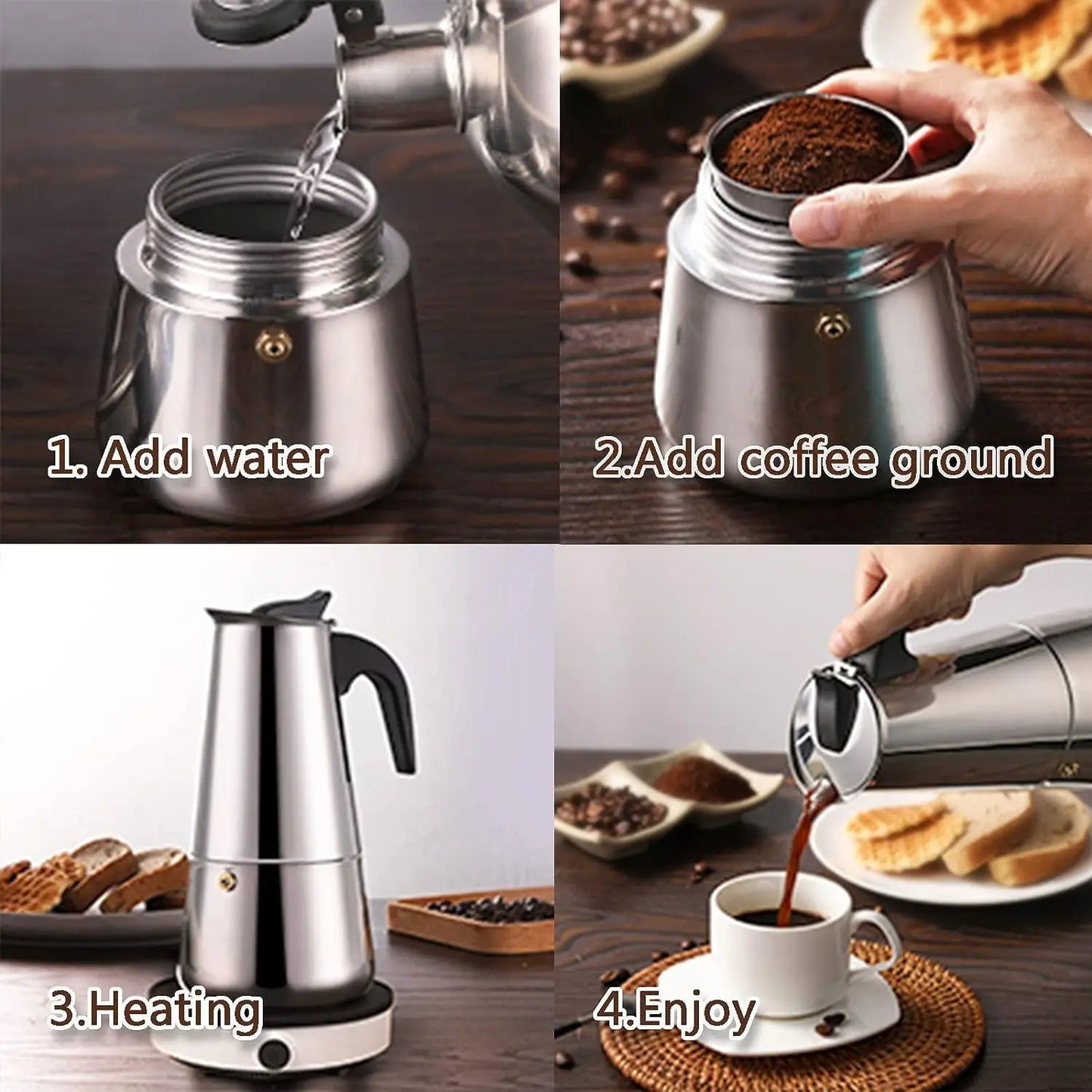 Cafetera Expreso 6 Tazas | Prepara Café Intenso, Rápido y Delicioso en Casa