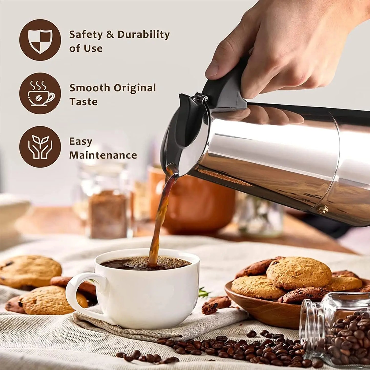 Cafetera Expreso 6 Tazas | Prepara Café Intenso, Rápido y Delicioso en Casa