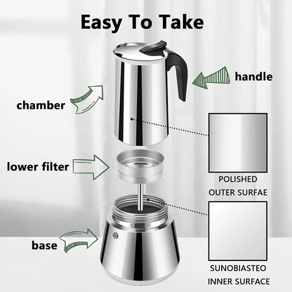 Cafetera Expreso 6 Tazas | Prepara Café Intenso, Rápido y Delicioso en Casa