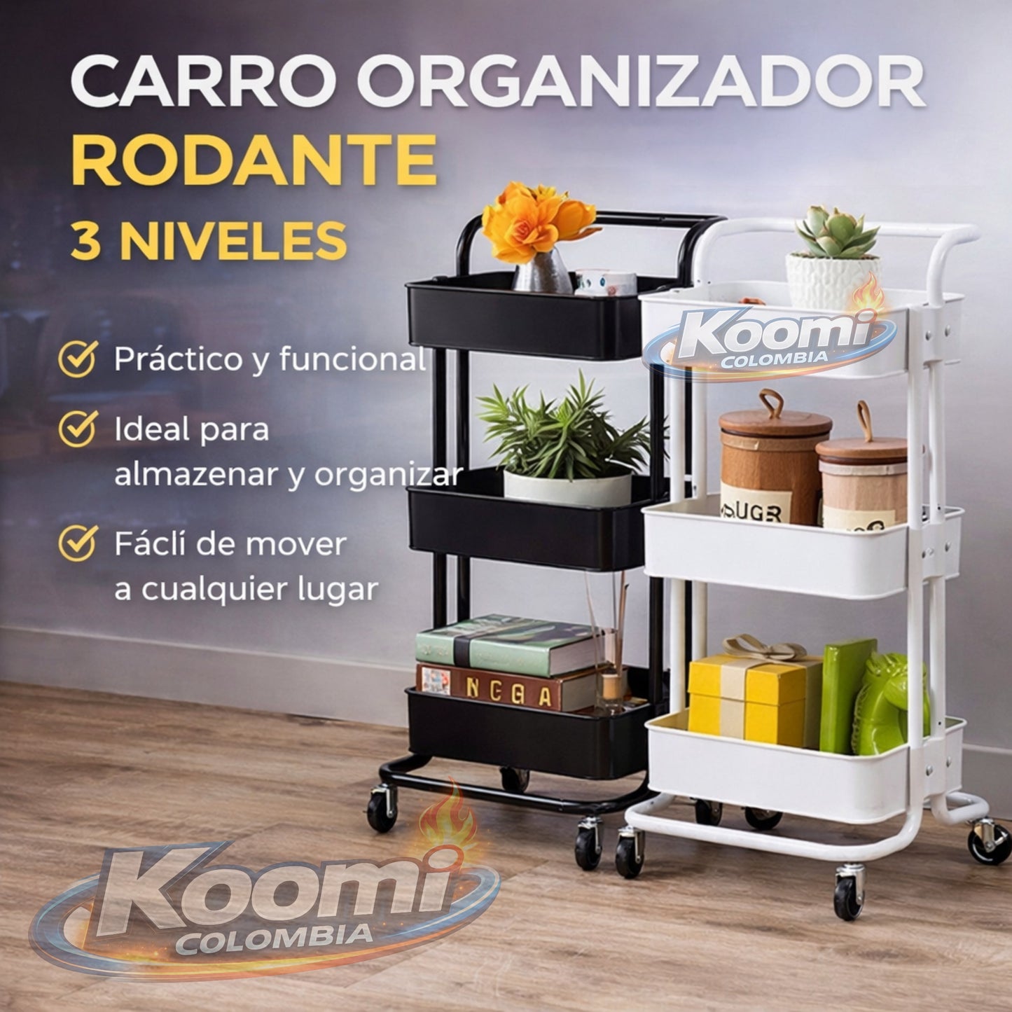 🛒 Carro Organizador Rodante 3 Niveles | Orden y Movilidad