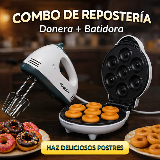 Combo Máquina de Donas 7 Puestos + Batidora Scarlett