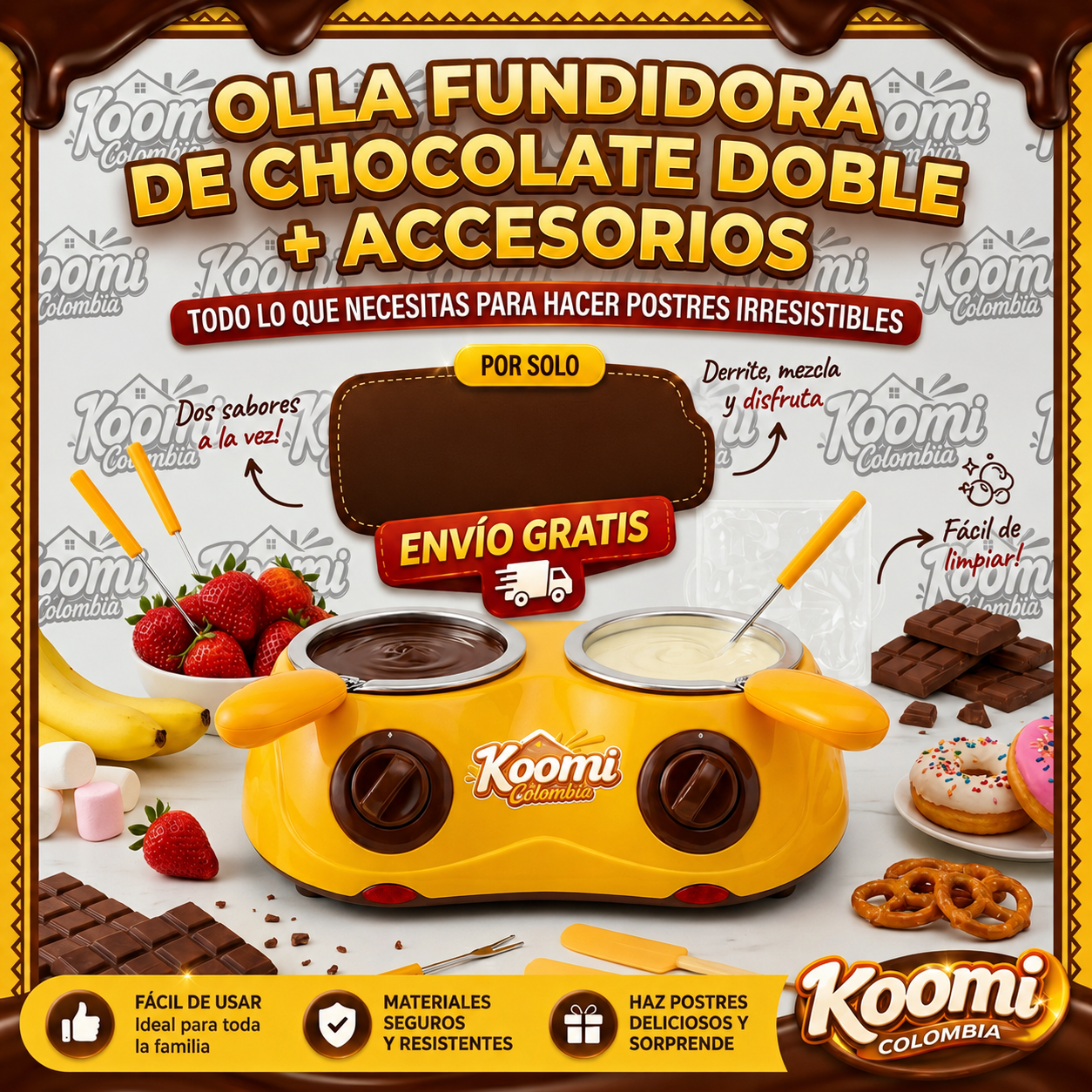 🍫 Olla Fundidora de Chocolate Doble | Fácil y Rápida.