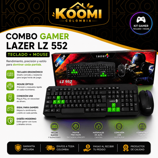Combo Teclado y Mouse Gamer Lazer LZ-552 | Koomi Colombia