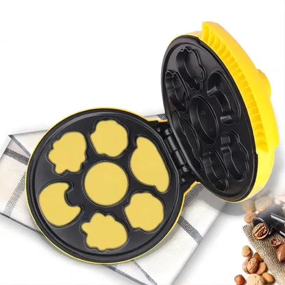 Mini Waflera Amarilla Figuras Infantiles 1000W Antiadherente | Rápida y Divertida