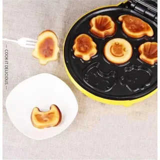 Mini Waflera Amarilla Figuras Infantiles 1000W Antiadherente | Rápida y Divertida
