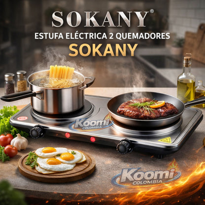 Estufa Eléctrica 2 Quemadores Sokany | Cocina Rápida, Compacta y Potente