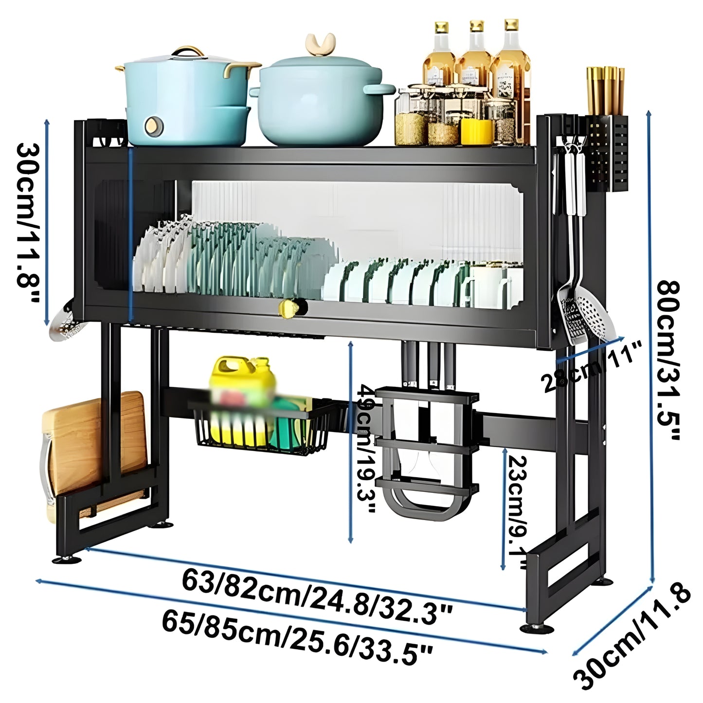 Escurridor de Platos con Tapa y Almacenamiento | Organizador de Cocina Práctico