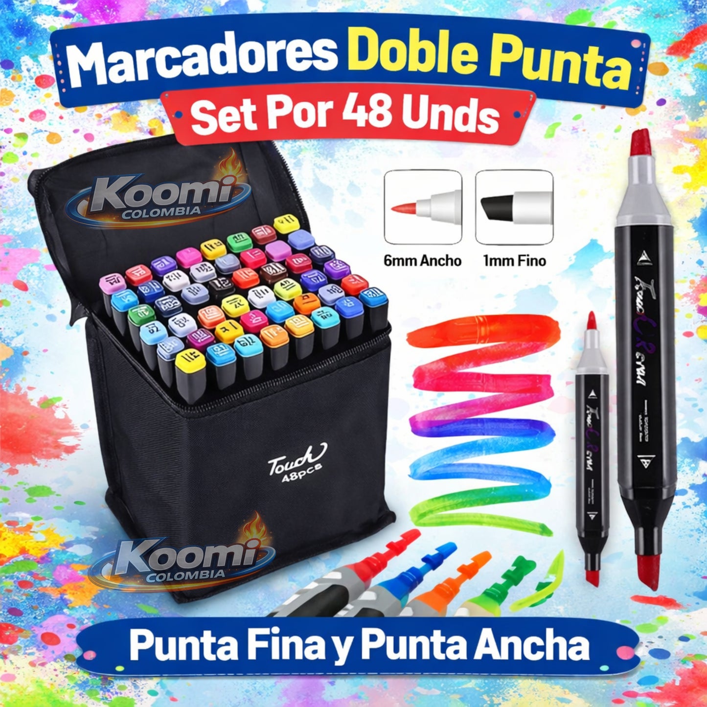 Marcadores Doble Punta Set x48 | Colores Vibrantes y Alta Precisión