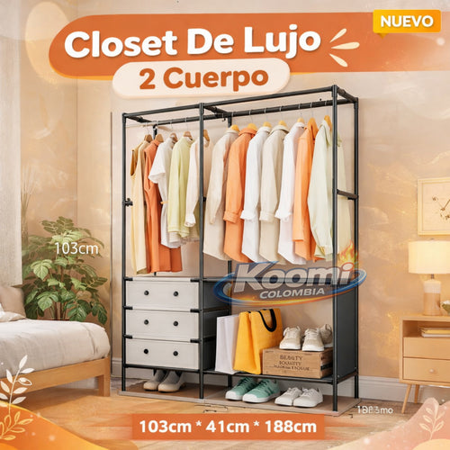 Closet de Lujo 2 Cuerpos | Armario Moderno, Amplio y Organizador de Ropa