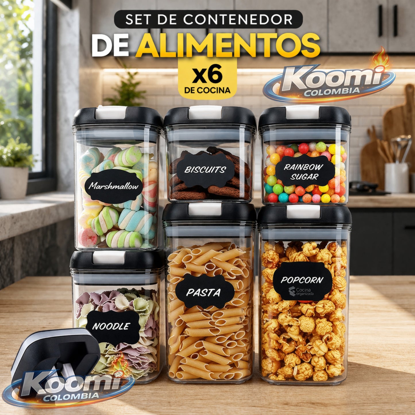 Set de Contenedores de Alimentos x6 | Organizadores Herméticos para Cocina