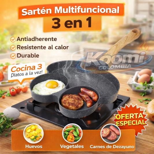 Sartén de Figuras 3 Puestos Antiadherente | Cocina Fácil y Divertida