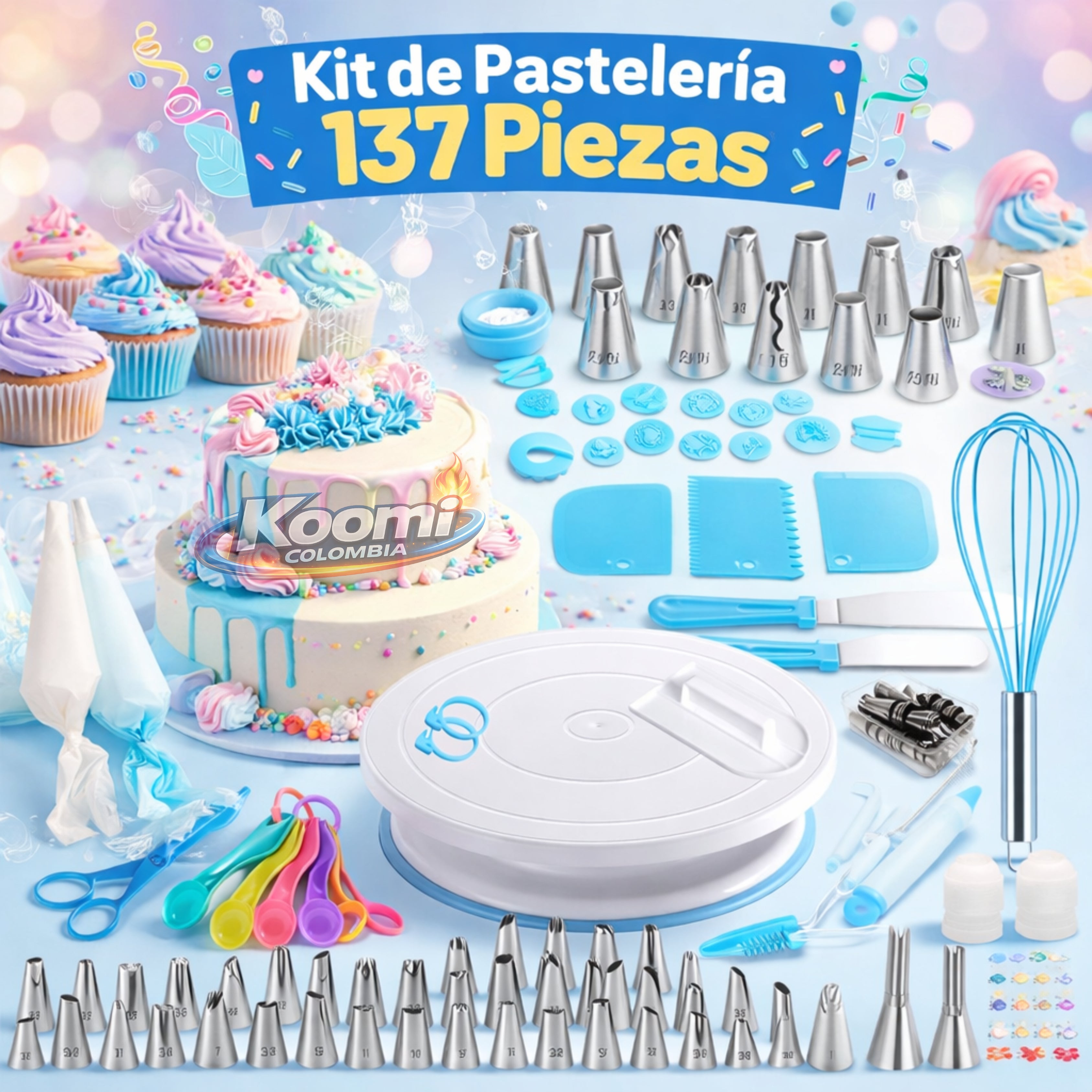Kit de Pastelería 137 Piezas | Completo para Repostería y Decoración