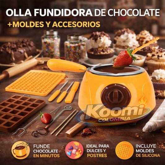 Olla Fundidora de Chocolate con Moldes y Accesorios