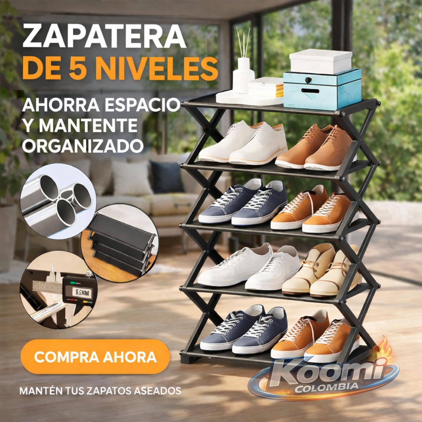 Zapatera 5 Niveles Organizador de Zapatos Ahorra Espacio Hogar
