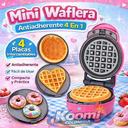 Mini Waflera Antiadherente 3 en 1 | Compacta, Rápida y Multifuncional