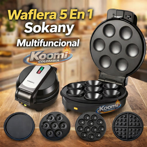 Waflera 5 en 1 Sokany Multifuncional | Placas Intercambiables y Alta Potencia