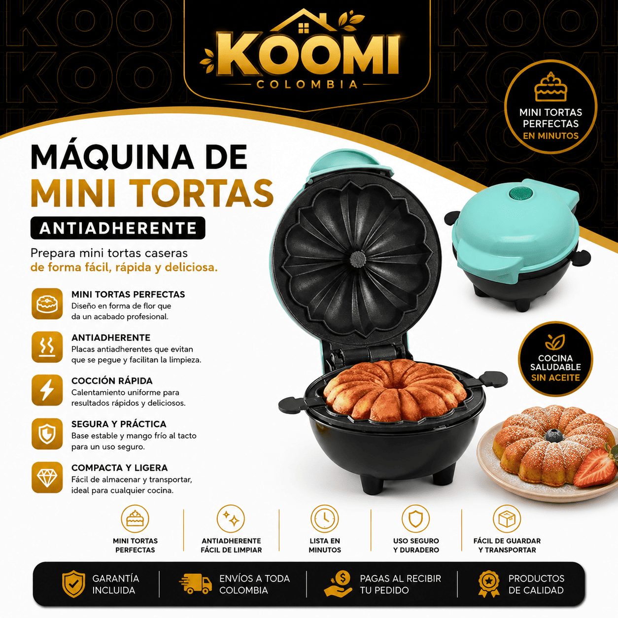 Máquina de Mini Tortas Antiadherente | Koomi Colombia