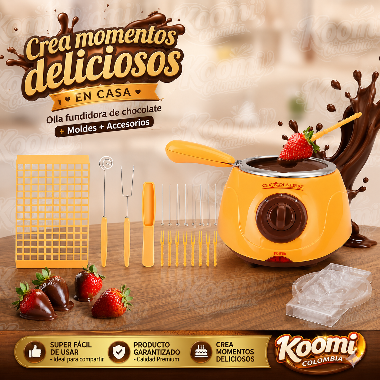 Olla Fundidora de Chocolate con Moldes y Accesorios
