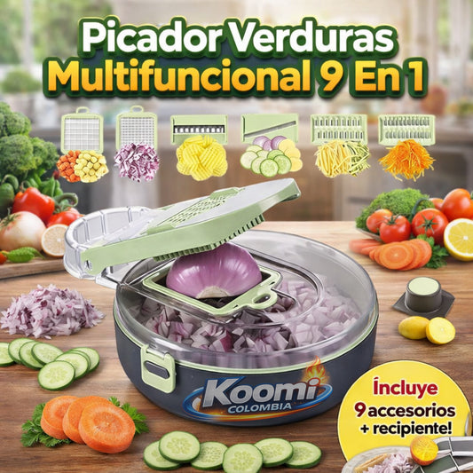 Picador de Verduras Multifuncional 9 en 1 | Cocina Rápido y Sin Esfuerzo