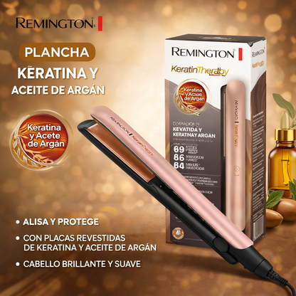 Plancha de Keratina y Aceite de Argán | Cabello Liso, Brillante y Sin Frizz