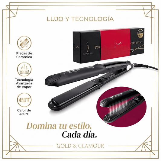 Plancha de Pelo a Vapor Profesional Steam Styler Cerámica | Cabello Liso y Brillante