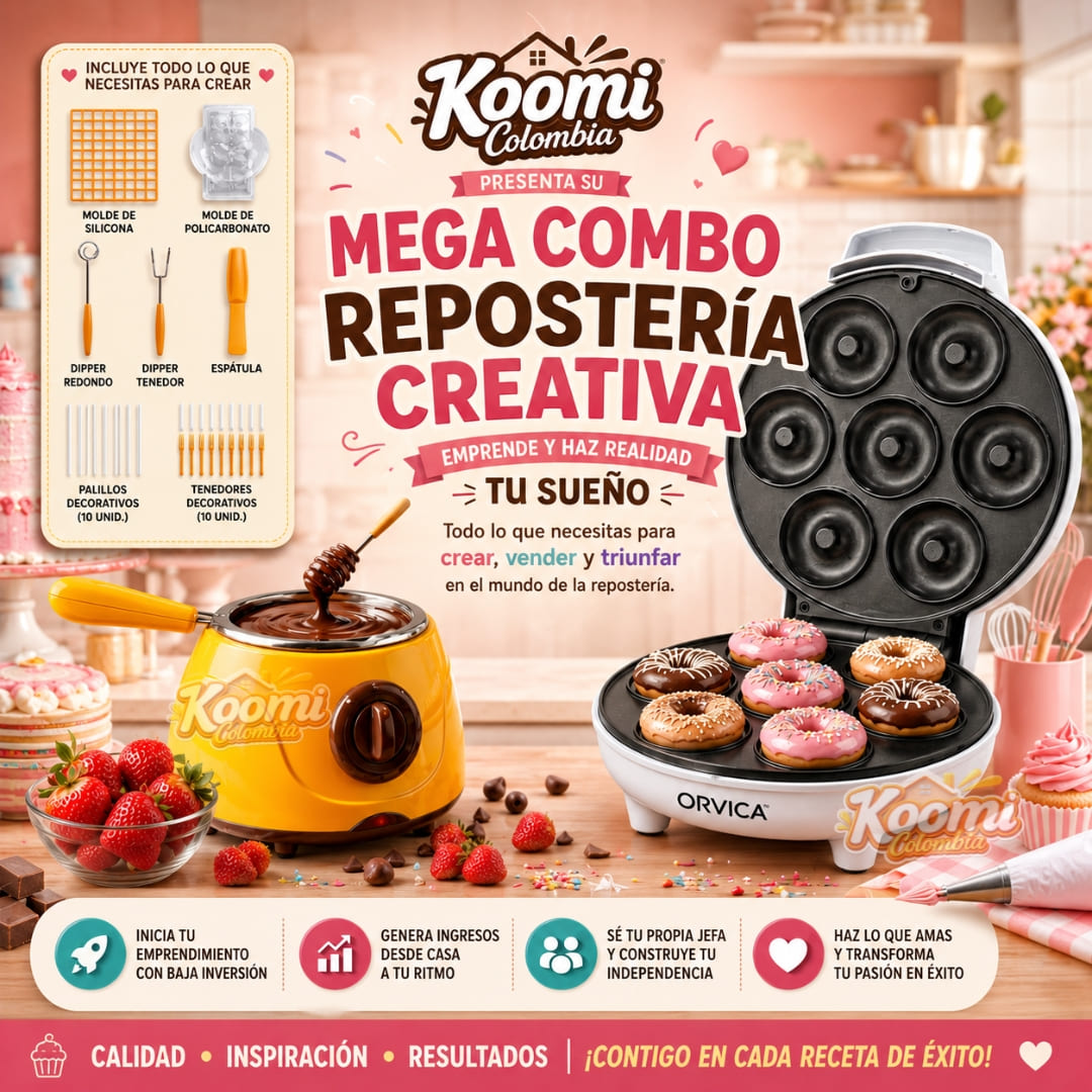 🍩🔥 COMBO EMPRENDEDOR ORVICA ORIGINAL ✨ Máquina de Donas + Olla Fundidora + Moldes + Accesorios + Recetario GRATIS