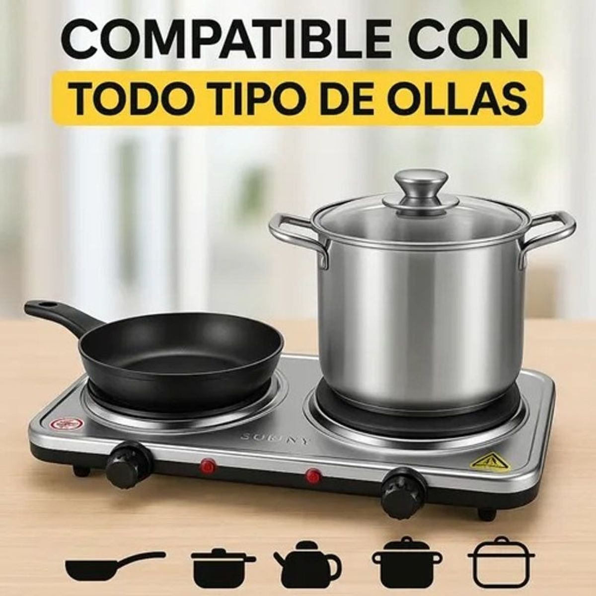Estufa Eléctrica 2 Quemadores Sokany | Cocina Rápida, Compacta y Potente