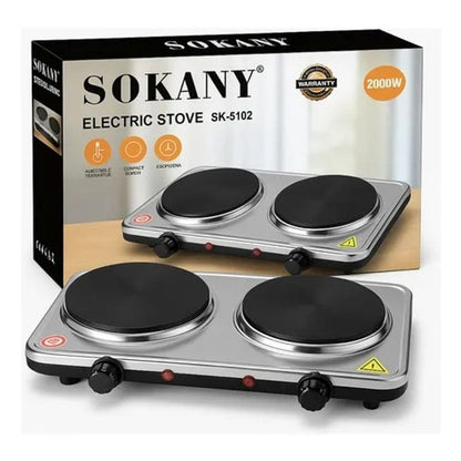 Estufa Eléctrica 2 Quemadores Sokany | Cocina Rápida, Compacta y Potente